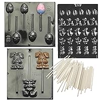 Easter Chocolate Candy Mold, Bunny lollipop, Egg Lollipop, or mixed: Mini Solid Chicks Lambs Duck Easter Egg. Includes 36 lolli sticks Can be used for Resin Soap (Bundle: Bunny, Egg, Mini Assortment)