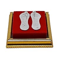 Laxmi (Lakshmi) Charan Paduka (Feet) for Puja/Aarti/Diwali Hindu Pooja/Mandir/Temple Spiritual Worship, Wealth, Luck & Prosperity. 999 Silver 10 GMS