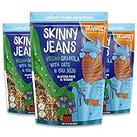 Skinny Jeans Granola 3 Pack - Vegan & Gluten Free Granola for Yogurt - Healthy Vegan Granola Cereal for on The Go Snacks - 10oz/bag, 3 Count