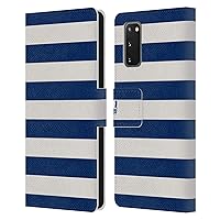 Head Case Designs Blue and White Stripes Collection Leather Book Wallet Case Cover Compatible with Samsung Galaxy S20 / S20 5G