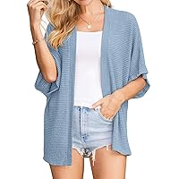 STYLEWORD Women's 2024 Summer Fashion Cardigan Lightweight Short Sleeve Beach Cover Up Kimonos Open Front Casual Sweater