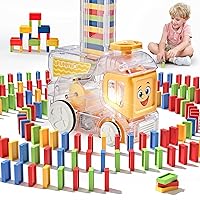 Automatic Domino Train Toy with 180 Dominos, Toys for Ages 5-7, Boys Toys Age 4-6, Sensory Toys with Sound & Light, Christmas Birthday Gifts for Age 4 5 6 7 8 Boys Girls