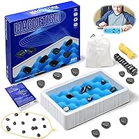 Magnetic Chess Game, 2024 New Magnet Game Magnetic Chess Game with Rocks, Magnetic Stones Game Strategy Game Magnet Game with String, Family Board Game Party Game for Kids and Adults