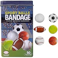 BioSwiss Bandages, Sports Balls Shaped Self Adhesive Bandage, Latex Free Sterile Wound Care, Fun First Aid Kit Supplies for Kids and Adults, 50 Count