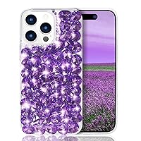 Bonitec Compatible with for iPhone 14 Pro Max Case for Women Girly 3D Glitter Bling Sparkle Case Luxury Shiny Crystal Rhinestone Diamond Bumper Clear Glitter Case for iPhone 14 Pro Max, Purple