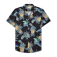 Alimens & Gentle Men's Hawaiian Shirt Short Sleeve Button Down Beach Shirts Black Yellow