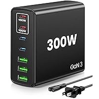 USB C Fast Charger Block 300W: 7 Port USB Charging Station Hub Brick - Dual PPS PD 100W Laptop Wall Charger Power Adapter for MacBook Pro DELL HP Surface iPad iPhone Samsung Galaxy Android