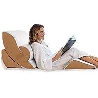 Avana Kind Bed Orthopedic Support Wedge Pillow Comfort System – for Post-Surgery, Heartburn, Snoring, Acid Reflux & GERD, 4-Piece-Set, Cloud/Camel