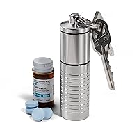 Large Wide Dual Chamber Keychain Pill Holder, Made in USA, Stainless Steel Pill Keychain Container, Waterproof Pill Case, Compact & Customizable
