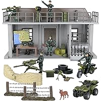 Click N' Play Army Action Figure and Military Playset with Multi Level Command Center, Includes 51 Accessories- 6 Solider Action Figures with Gear, Guns, Vehicles, Army Playset for boys 6+
