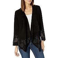 Johnny Was Women's Suede Jacket with Embroidery and Eyelet Detail
