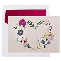 Hallmark Pack of 10 Blank Cards with Envelopes, Floral Wreath Heart