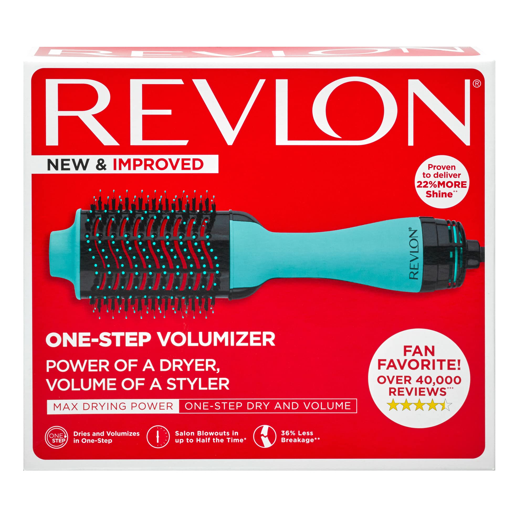 REVLON One-Step Volumizer Original 1.0 Hair Dryer and Hot Air Brush, Mint
