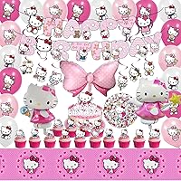 110 Pcs Birthday Decorations Party Supplies Includes Happy Birthday Banner, Hanging Swirls, Cake Toppers, Cupcake Toppers, Balloon,Tablecloth, Stickers,For Girls And Boys.