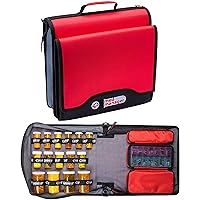 Med Manager Diabetic Supply Organizer with Insulin Cooler Travel Case, Holds (15) Pill Bottles - (11) Standard Size and (4) Large Bottles, Red, 13 inches x 13 inches x 4.5 inches