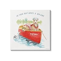Stupell Industries Boat Waves Sun Rays Lake Phrase Sailor Dogs Canvas Wall Art, 17 x 17, Red
