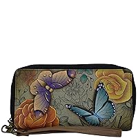 Anna by Anuschka Women's Hand Painted Leather Zip-Around Clutch Wallet