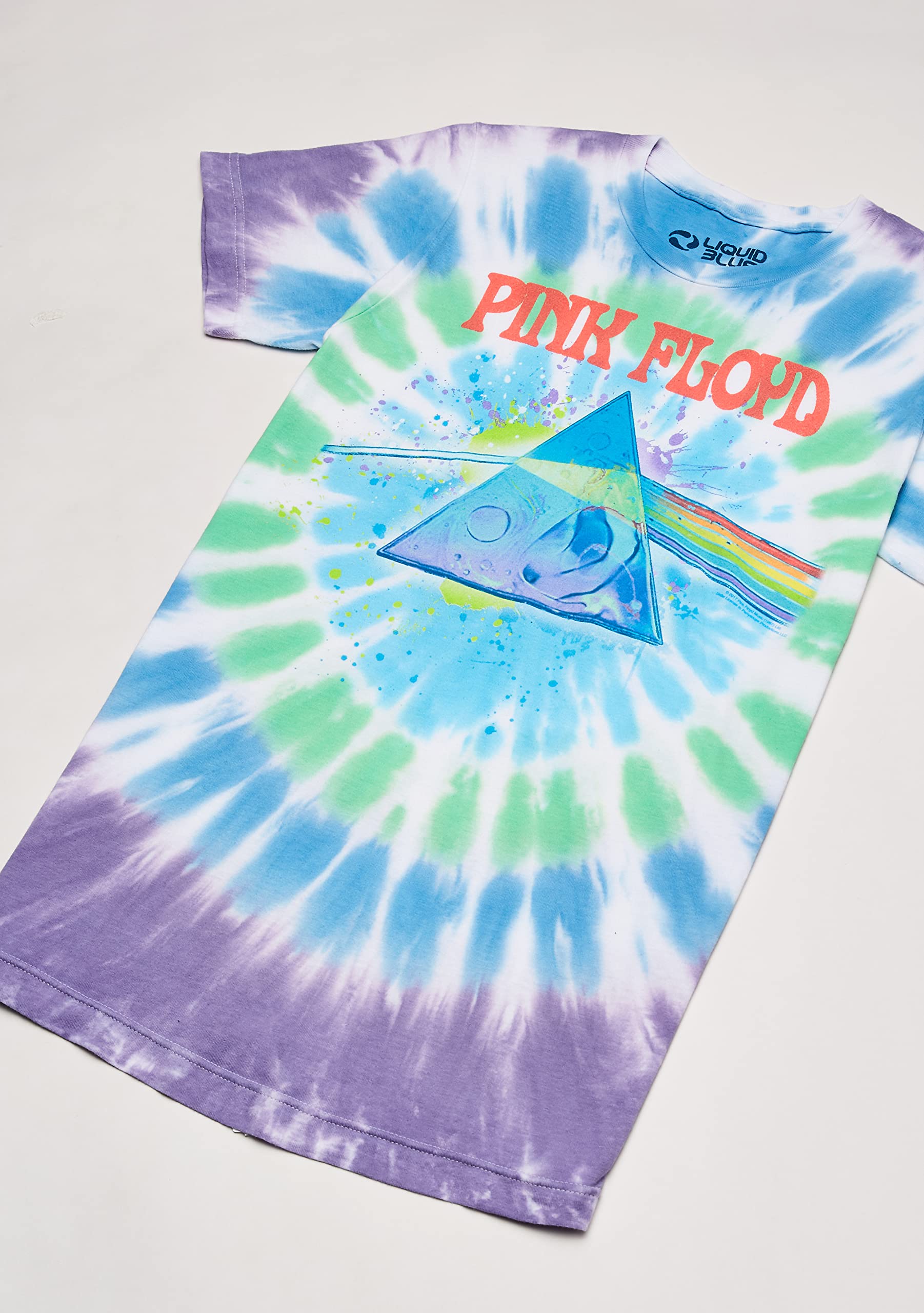 Liquid Blue Men's Pink Floyd Dark Side Oil Paint Tie Dye Short Sleeve T-Shirt