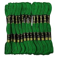 Cross Stitch Hand Embroidery Thread Stranded Cotton Craft Sewing Floss 25 Skeins-Green