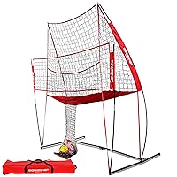 PowerNet Volleyball Practice Net Station | 8 ft Wide by 11 ft High | Ball Return | Great for Hitting and Serving Drills | Perfect for Team or Solo Training | Three Minute Setup | Bow Style Frame