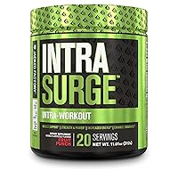 INTRASURGE Intra Workout Energy BCAA Powder - 6g BCAA Amino Acids, Natural Caffeine, 4g Citrulline Malate, and More for Muscle Building, Strength, Endurance, & Recovery - Fruit Punch, 20sv
