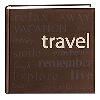 Pioneer Travel Text Design Sewn Faux Suede Cover Photo Album, Brown