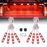 Nilight 8PCS Truck Pickup Bed Light 24LED Red Cargo Rock Lighting Kits with Switch for Van Off-Road Under Car Side Marker Foot Wells Rail, 2 Years Warranty