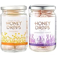 Honey Candy Drops Bundle, 7oz Jars | 1 Jar Lavender Honey Drops and 1 Jar Original Honey Drops | Delicious, Soothing Natural Honey Candy [2 x 7oz/200gr Jars]