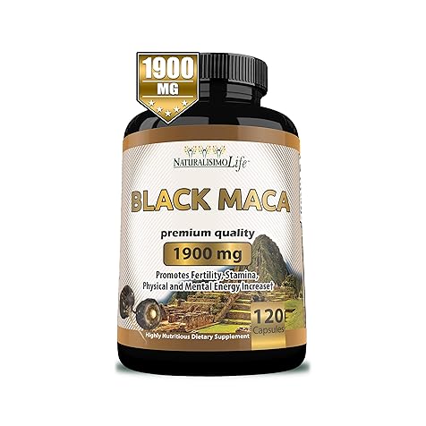 Organic Black Maca 1,900 mg per serving Natural Energy Booster Peruvian Maca for men & women 120 capsules