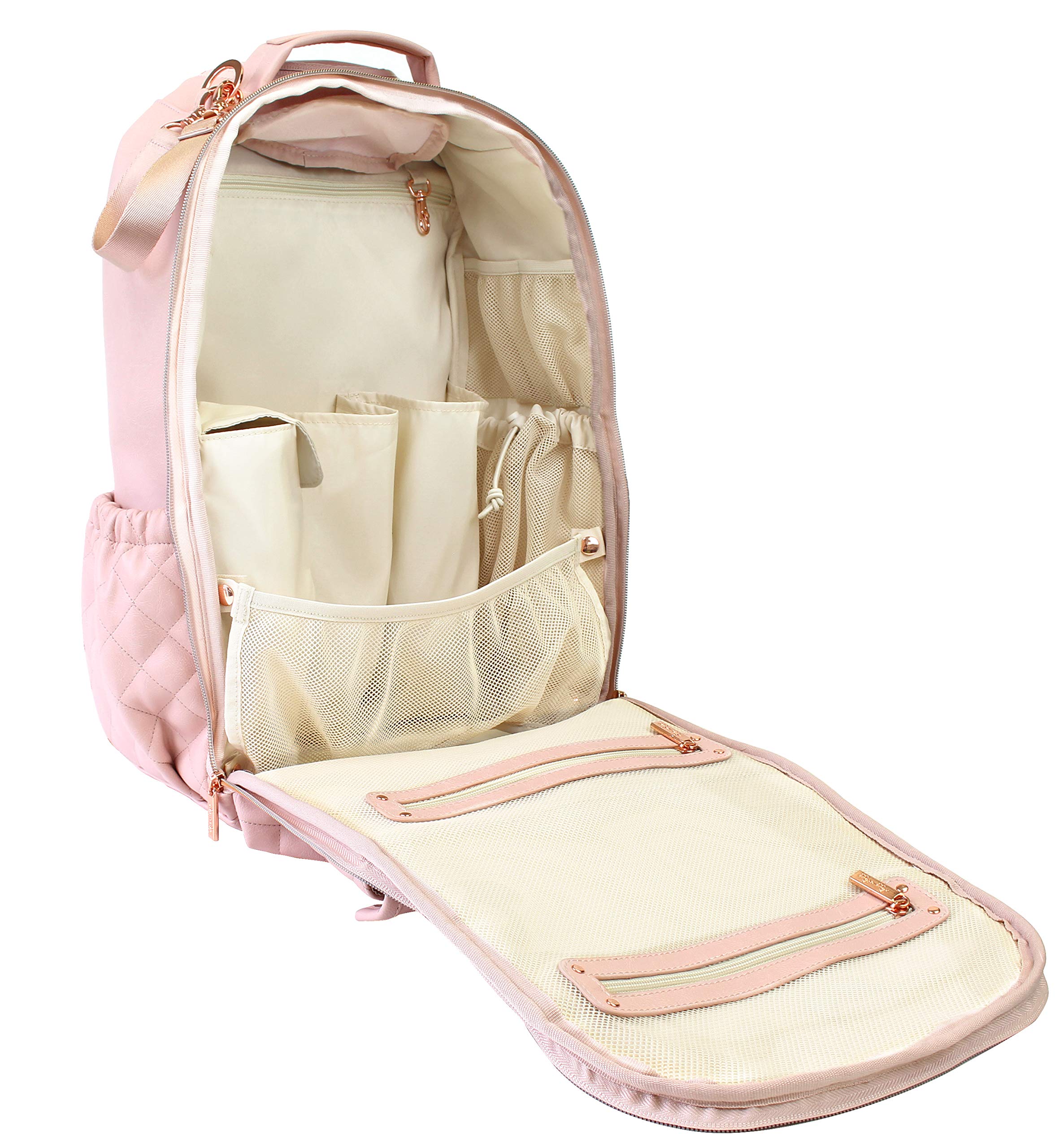 Itzy Ritzy Diaper Bag Backpack - Large Capacity Boss Backpack Diaper Bag Featuring Bottle Pockets, Changing Pad, Stroller Clips and Comfortable Backpack Straps, Blush