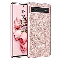 YINLAI for Google Pixel 6a Case, Glitter Bling Sparkly Shiny Slim Women Girls Hybrid Soft Smooth Shockproof Protective Girly Phone Cases Cover for Google Pixel 6a 6.1 Inch (2022), Rose Gold/Pink