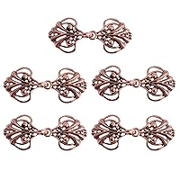 5Pcs Vintage Cape Cloak Clasps Sew On Hooks and Eyes Cardigan Clips Sweater Shawl Clip Fasteners for Cheongsam Tang Suit Han Suit Overcoat Antique Copper B One Size