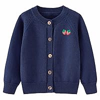 Toddler Girls Cardigan Sweater Autumn/Winter Strawberry Print Solid Color Knitted Baby Girl Cute Baggy Sweatshirts