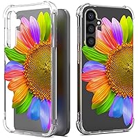 CoverON Compitable with Samsung Galaxy S23 FE Case for Women, Slim Flower Design Transparent TPU Girl Skin Sleeve Cover Fit Galaxy S23 FE 5G / Galaxy S23 Fan Edition Phone Case - Rainbow Sunflower