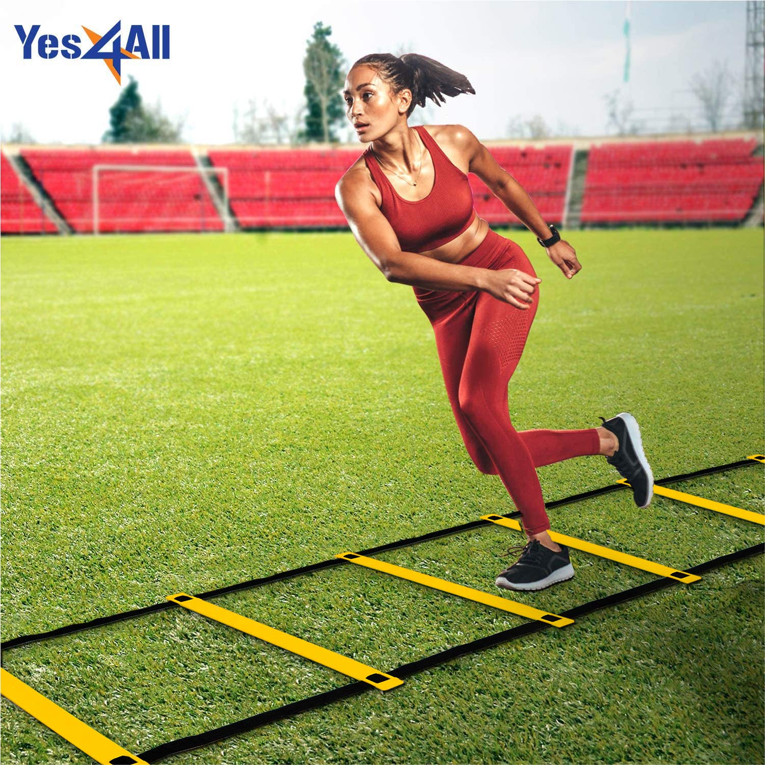 Yes4All Speed Agility Ladder Training Equipment for Soccer, Sports, Footwork & Fitness Feet Exercise - Included Carry Bag