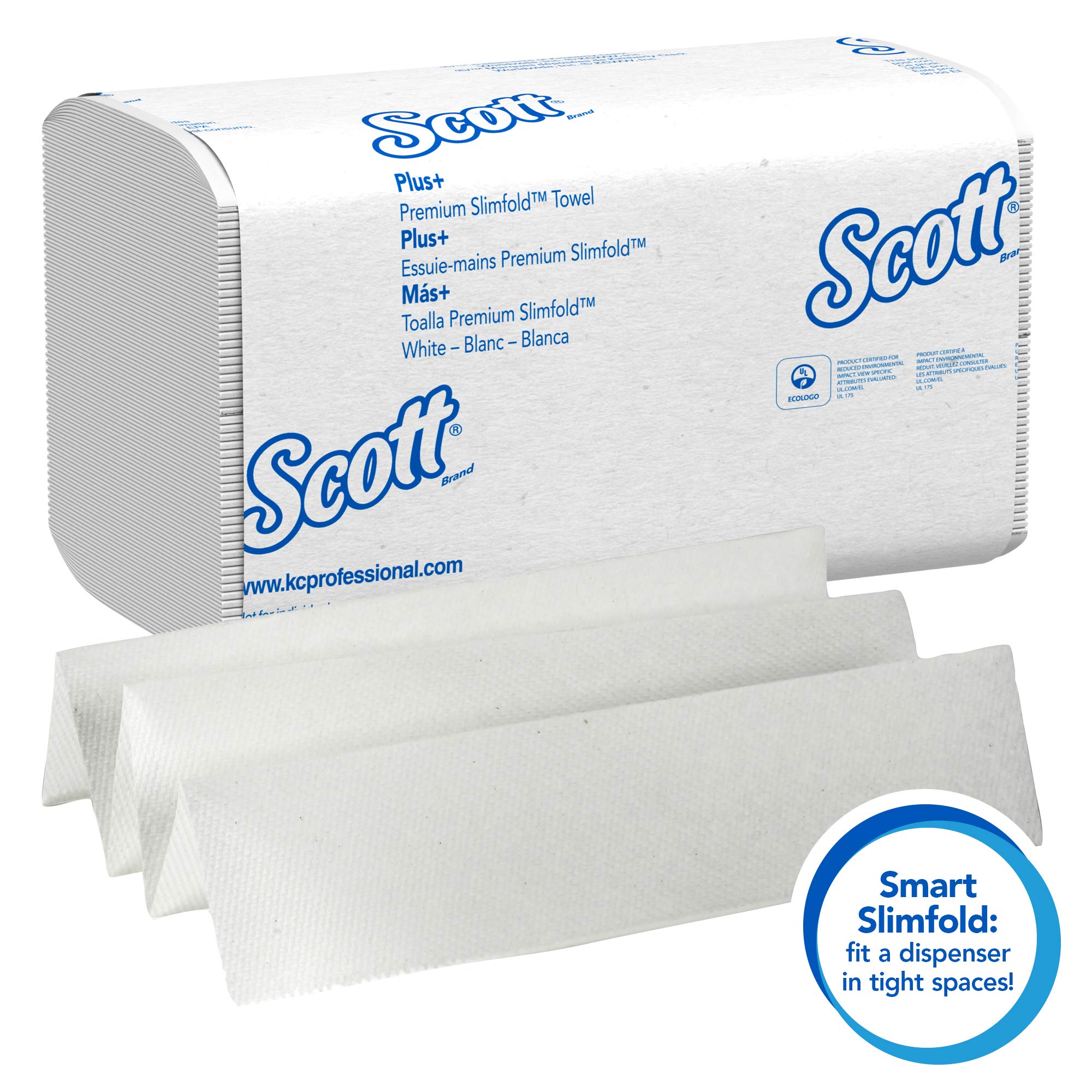 Scott Control Hand Towels Slimfold (04442) with Fast-Drying Absorbency Pockets, White, 90 Towels / Clip, 24 Packs / Case, 90 Count (Pack of 24)