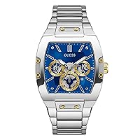 GUESS Men's 43mm Watch - Silver Tone Bracelet Blue Dial Silver Tone Case