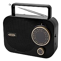 Jensen MR-550 Gold Modern Portable AM/FM Radio, Vintage Retro Rotary Dial with Built in Speakers + Aux Line-in, Power Plug or 4 x ‘C’ Batteries - (Limited Edition)