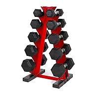 CAP Barbell 150 LB Coated Hex Dumbbell Weight Set with Vertical Rack | Multiple Colors
