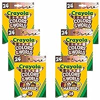Crayola Colors of the World Markers - 6 Pack (24ct), Bulk Skin Tone Markers for Kids, Art Supplies, Kids Stocking Stuffers, Ages 3+