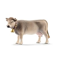 Schleich Farm World Braunvieh Cow Animal Figurine - Highly Detailed and Durable Farm Animal Toy, Fun and Educational Play for Boys and Girls, Gift for Kids Ages 3+