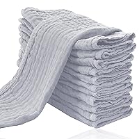 Cute Castle 12 Pack Muslin Burp Cloths for Baby - Ultra-Soft 100% Cotton Baby Washcloths - Large 20'' by 10'' Super Absorbent Milk Spit Up Rags - Burpy Cloths for Unisex, Boy, Girl - Slate