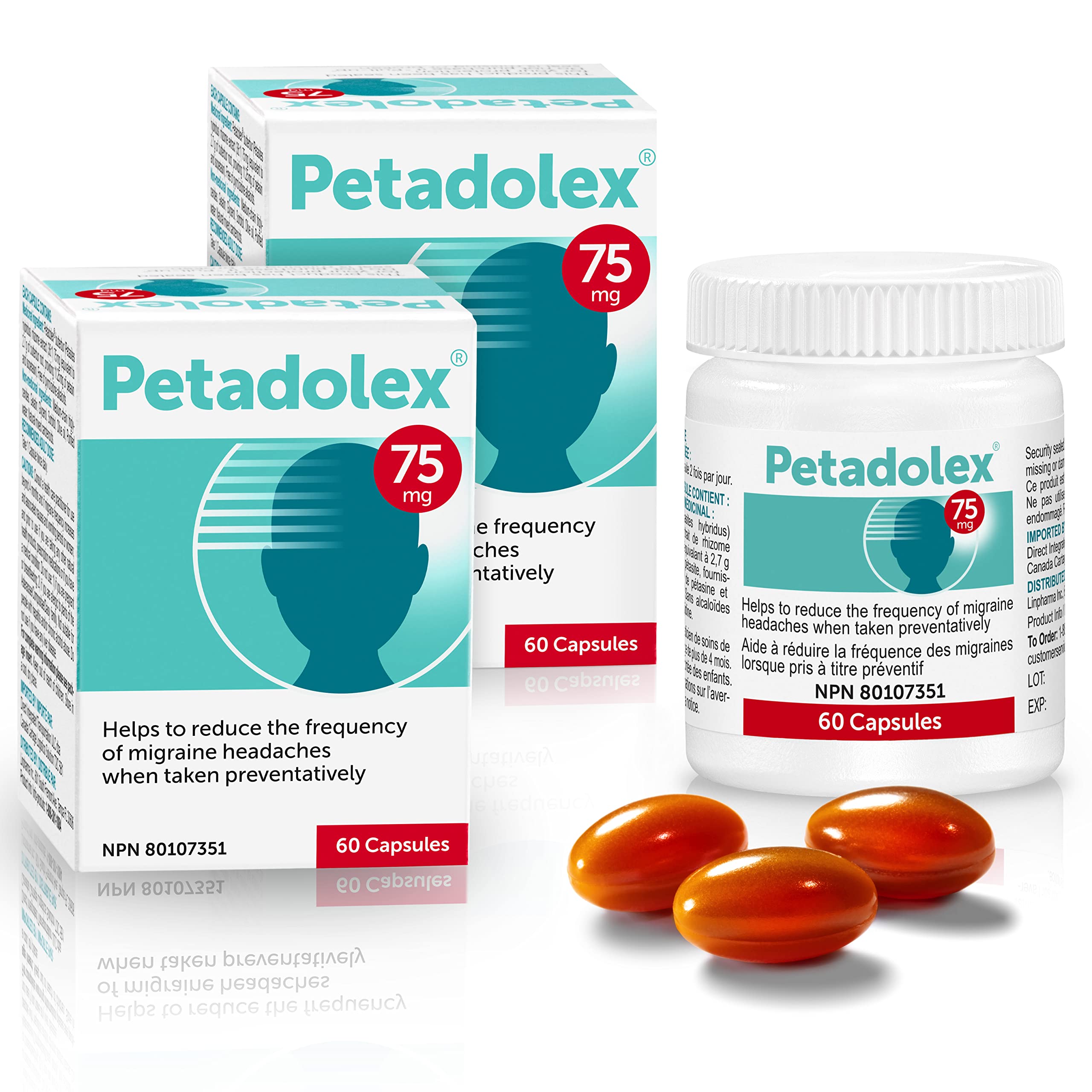 Linpharma Petadolex 75 mg Patented PA-Free Butterbur Root Extract- 2 Bottles