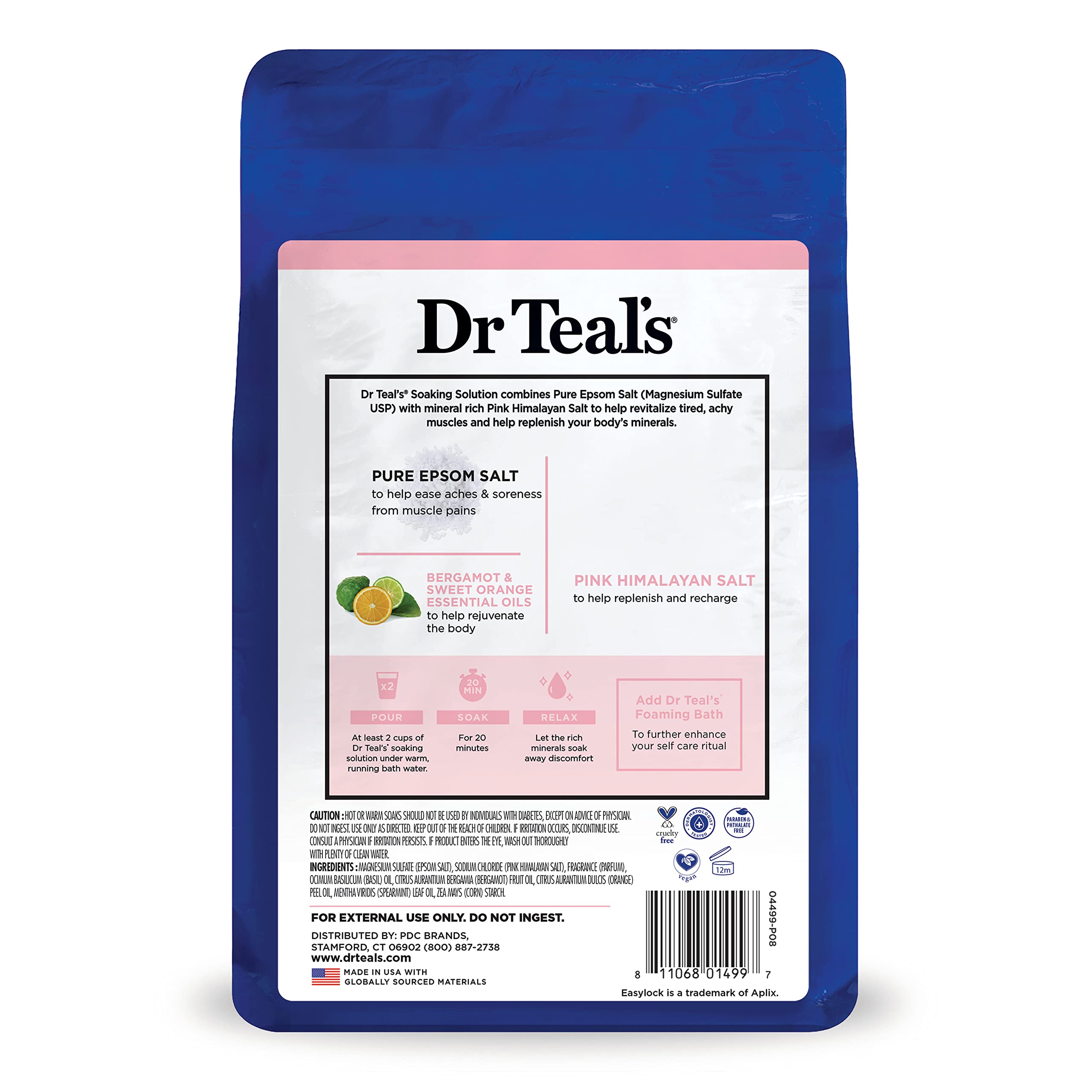 Dr Teal's Pink Himalayan Mineral Soak, Restore & Replenish with Pure Epsom Salt, 3 lbs (Packaging May Vary)