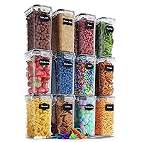 Chef's Path Food Storage Containers - Airtight Lids for Kitchen and Pantry Organization - Set of 12 - Essential for Flour - Sugar and Dry Food Storage - BPA Free Cereal Containers with Accessories