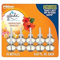 Glade PlugIns Refills Air Freshener, Scented and Essential Oils for Home and Bathroom, Hawaiian Breeze, 6.7 Fl Oz, 10 Count (Packaging May Vary)