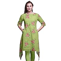 Bimba Leaves & Pimpernel Floral Indian Tunic Tops For Girls Printed Casual Top For Women Ethnic Kurti
