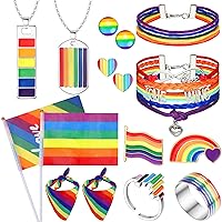 LOLIAS Rainbow Pride Jewelry LGBTQ Accessories Pride Bracelets Necklaces Earrings Rings Set for Women Men Rainbow Bracelets Headbands Love Wins Earrings Flags Brooches Handmade LGBTQ Stuff