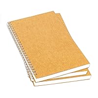 8.65 x 5.9 Inch 3 Pack College Ruled Notebook, Soft Brown Cover Spiral Notebook, Memo Notepad Sketchbook, Students Office Business Diary Spiral Book Journal, 160 Pages, 80 Sheets