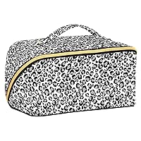 Sliver Snow Leopard Cosmetic Bag for Women Travel Makeup Bag with Portable Handle Multi-functional Toiletry Bag Travel Toiletry Bags for Women Makeup Beginners Journey